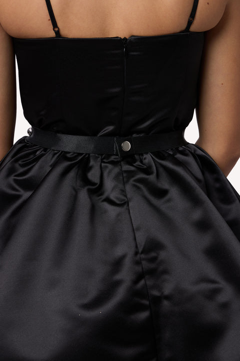 Stretchy Satin Rhinestone Belt in black.