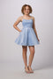Petite Junior Fit and Flare Glitter Dress in blue.