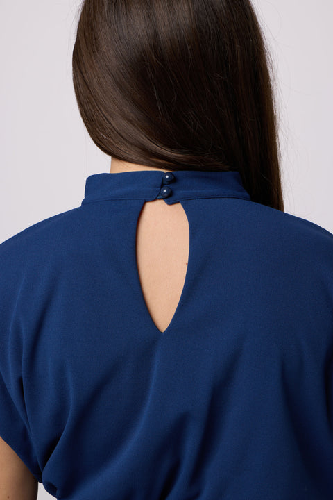 Stretch Crepe Dolman Dress with Belt