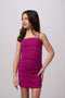 Ruched Sleeveless Glitter Dress in Longer Length