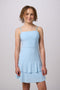 Bow Back Tiered Dress in blue.