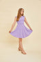 Un Deux Trois R3243KL textured cap sleeve dress in longer length – lilac