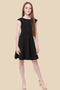 Un Deux Trois R3243KL textured cap sleeve dress in longer length - black