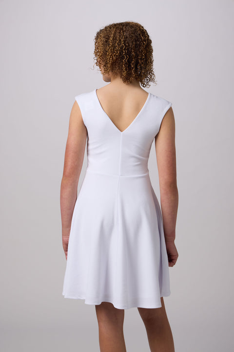 Textured Cap Sleeve Dress in Longer Length
