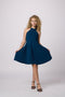 Skater Halter Dress in Longer Length in teal.