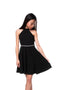 Un Deux Trois K5191 skater halter dress in longer length with belt – black