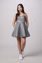 Petite Junior Fit and Flare Glitter Dress in grey.