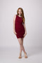 Un Deux Trois T3744K ruched fitted tank dress in longer length - burgundy
