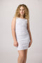 Un Deux Trois T3744K ruched fitted tank dress in longer length - white