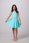 Textured Racerback Dress in Longer Length in aqua.