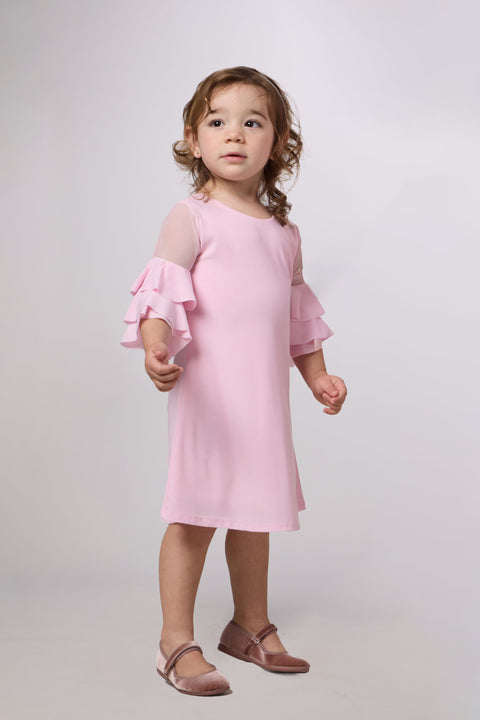 Tiered Sleeve Dress in pink.