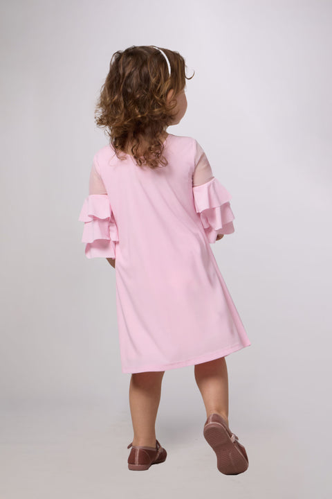Tiered Sleeve Dress in pink.
