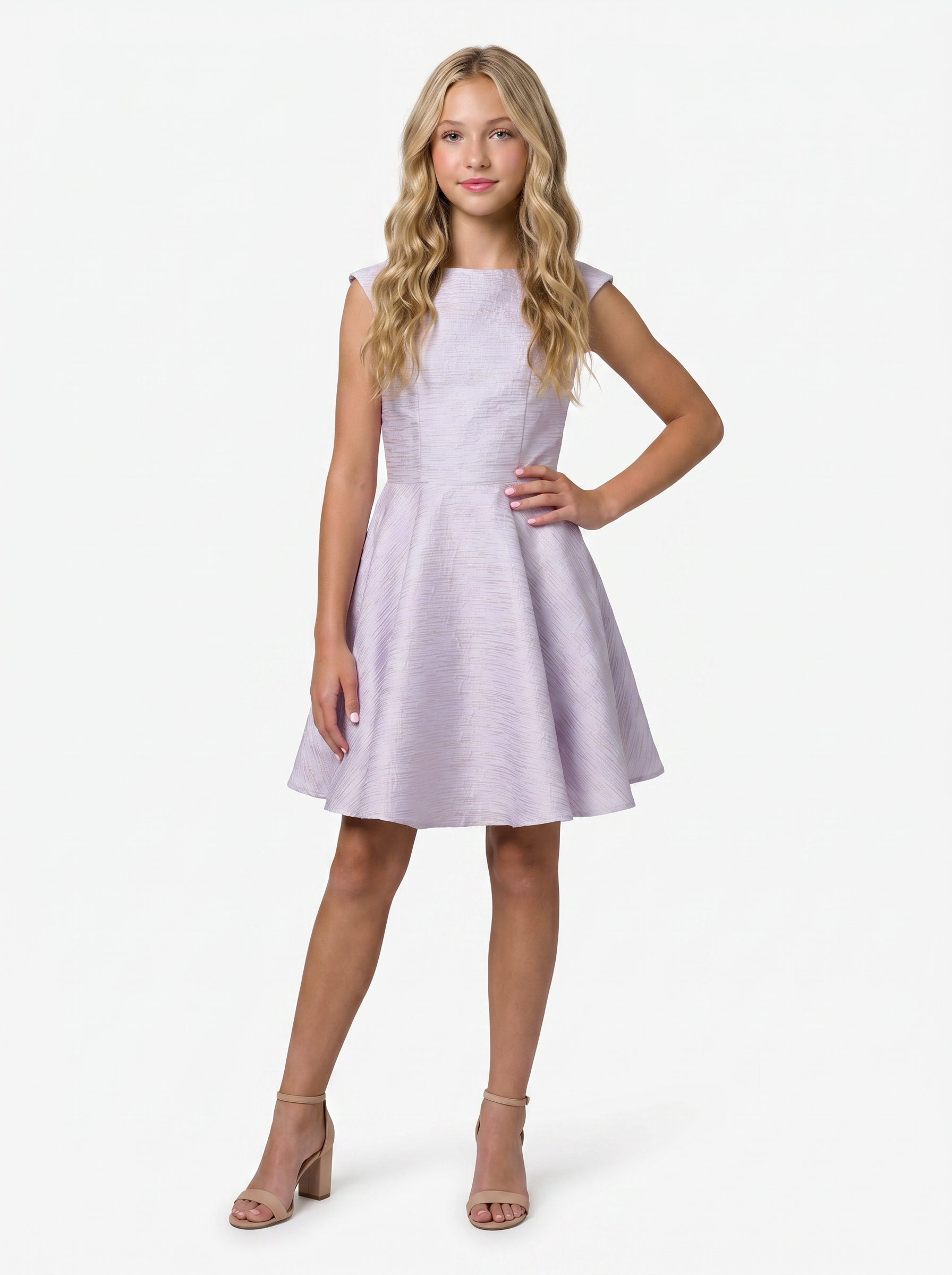 Cap Sleeve Boat Neck Dress In Longer Length 10 / Navy
