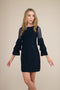 Tiered Sleeve Dress in navy.