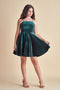 Un Deux Trois V5121 velvet fit and flare dress in longer length – green