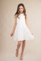Skater Halter Dress in Longer Length in ivory.