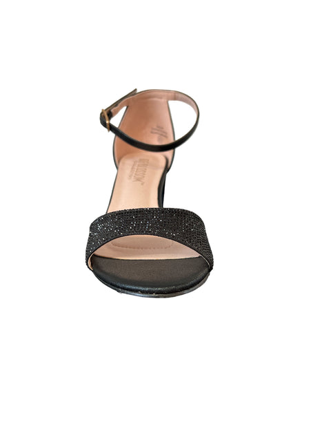 Womens Rhinestone Block Heel