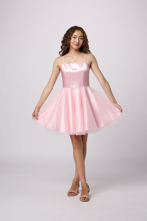Un Deux Trois K5132 satin and tulle party dress - pink