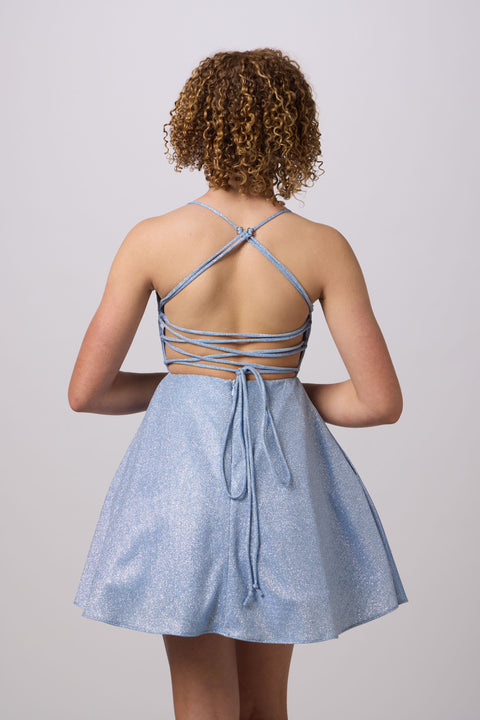 Petite Junior Fit and Flare Glitter Dress 6 / Lilac Petite Junior Fit and Flare Glitter Dress 6 / Lilac