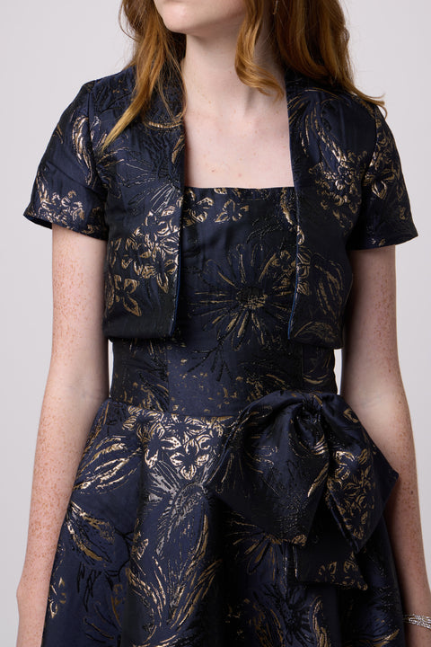 Navy bolero girls jacket in floral.