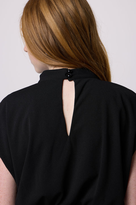 Stretch Crepe Dolman Dress with Belt.