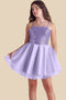 Sequin and Tulle Party Dress in lilac.