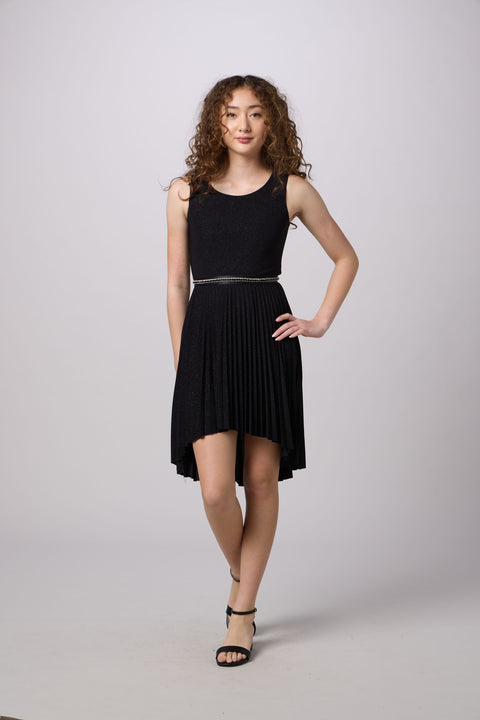 Glitter Pleated High Low Dress with Belt Udtfashion Glitter Pleated High Low Dress with Belt Udtfashion