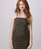 Ruched Sleeveless Glitter Dress in Longer Length