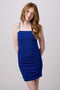 Ruched Sleeveless Glitter Dress in Longer Length
