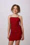 Ruched Sleeveless Glitter Dress in Longer Length
