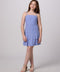Glitter Bow Back Tiered Dress in denim.