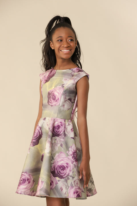 Cap Sleeve Boat Neck Dress In Longer Length