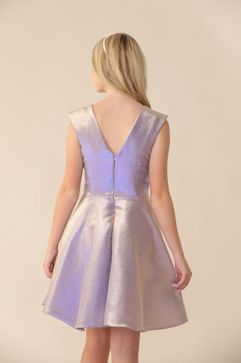 Cap Sleeve Boat Neck Dress In Longer Length