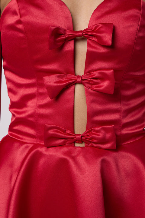 red dress with bow in front Red Big Bow Dress M