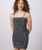 Ruched Sleeveless Glitter Dress in Longer Length