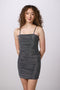 Ruched Sleeveless Glitter Dress in Longer Length