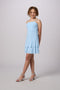 Bow Back Tiered Dress in blue.