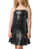 Sequin bow back tiered dress in black.