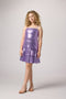 Sequin bow back tiered dress in lilac.