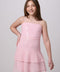 Sequin bo back tiered dress in pink.