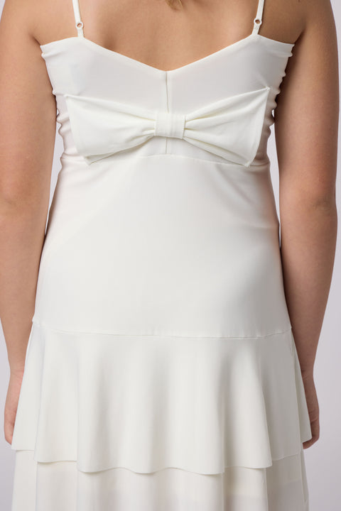 Bow Back Tiered Dress in ivory.