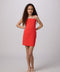 Stretch Crepe Fitted Dress in tangerine.
