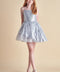 Sequin Peek-a-Boo-Dress in silver.