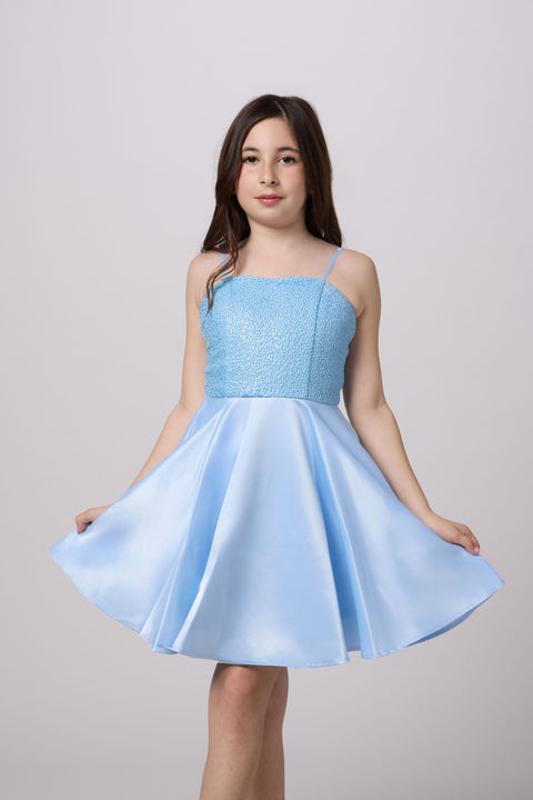 Sequin and Satin Party Dress in Longer Length