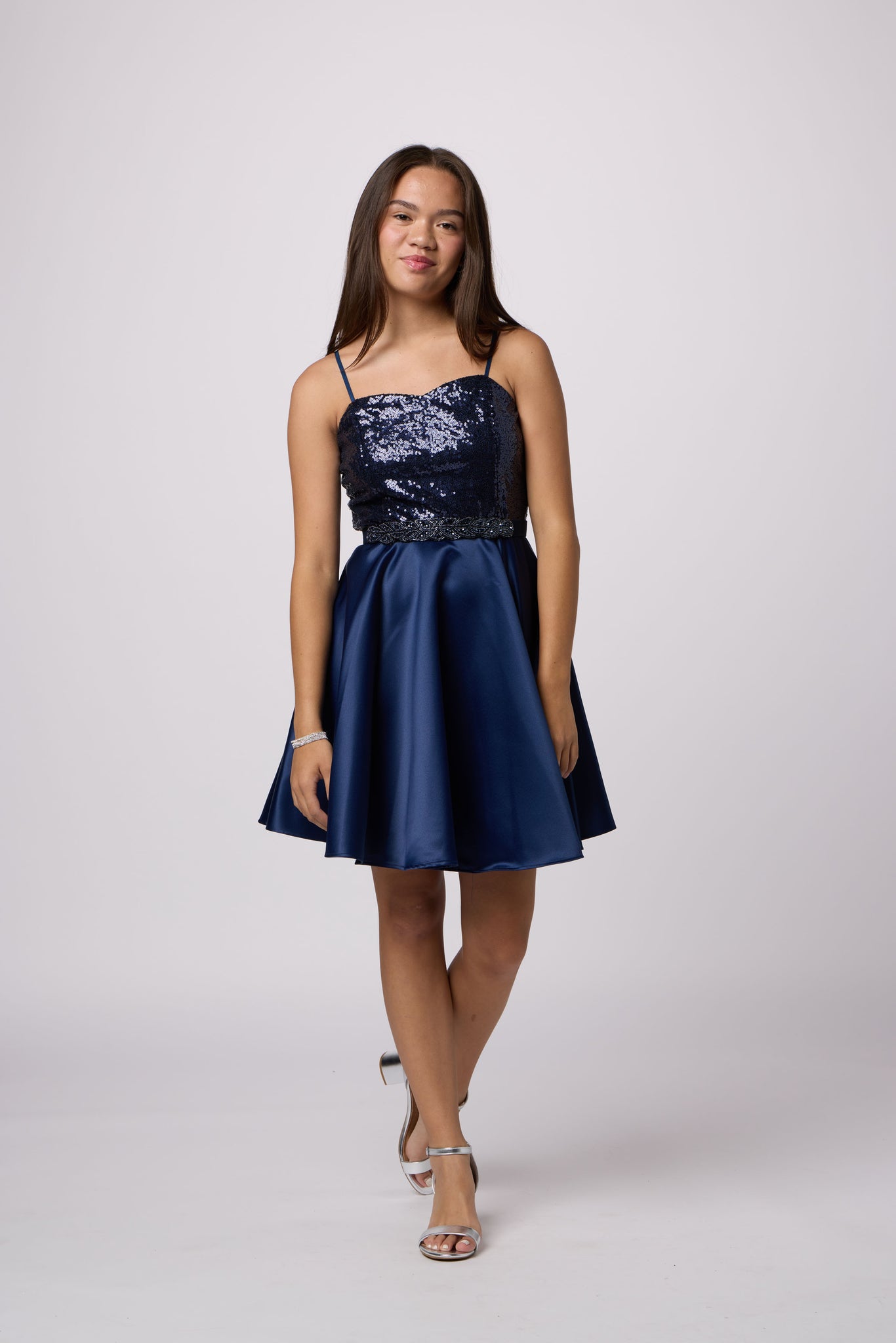 Sequin and Satin Party Dress