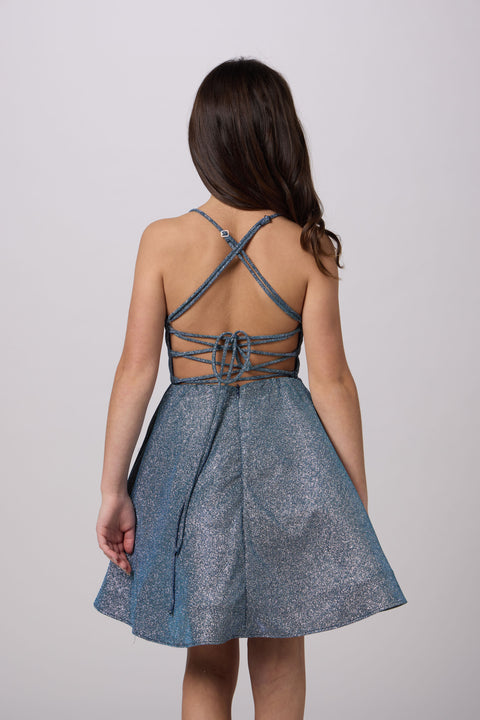 Petite Junior Fit and Flare Glitter Dress 6 / Lilac Petite Junior Fit and Flare Glitter Dress 6 / Lilac