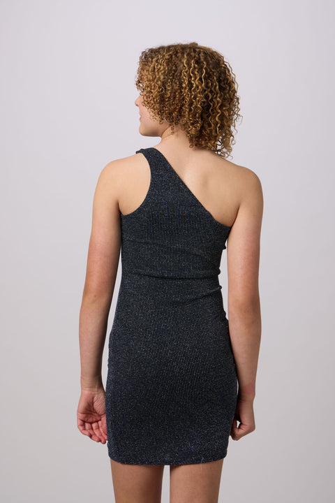 One Shoulder Mini Glitter Dress