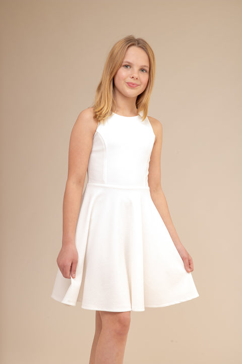 Un Deux Trois Girl's Textured Racerback Dress - Ivory - Size 16 Un Deux Trois Girl's Textured Racerback Dress - Ivory - Size 16