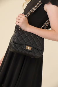Mini Quilted Cross Body Bag in Black