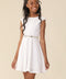 Textured Cap Sleeve Dress with Belt in Longer Length.
